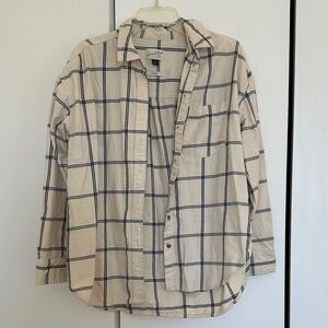 Universal Thread Cream and Blue Plaid Flannel Shirt